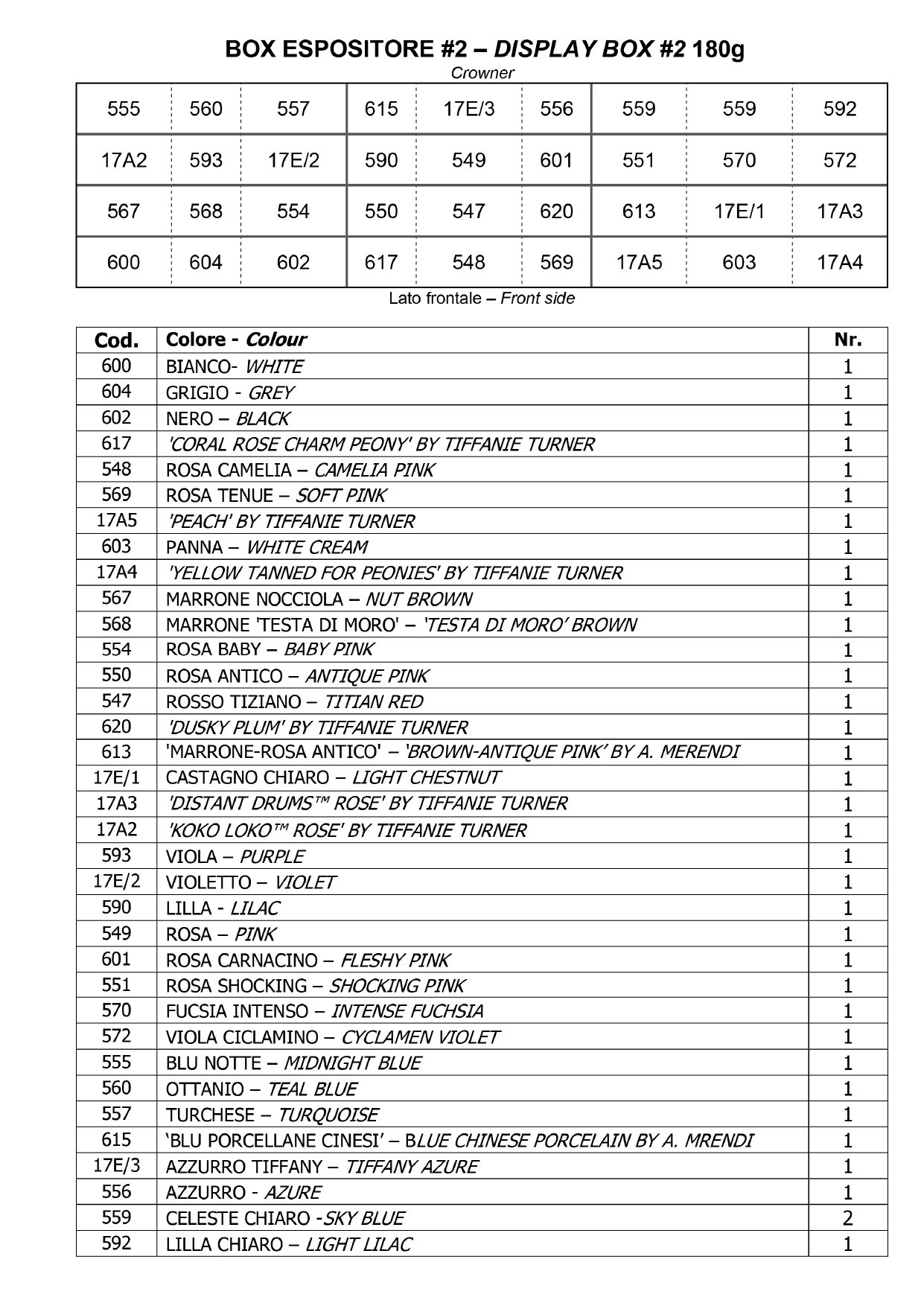 Assortimento Crespate 'Fioristi Superior' 180g (144 g/m²) 50x250 Tinta Unita - Scatola espositore 2 di 2 da 36 pz