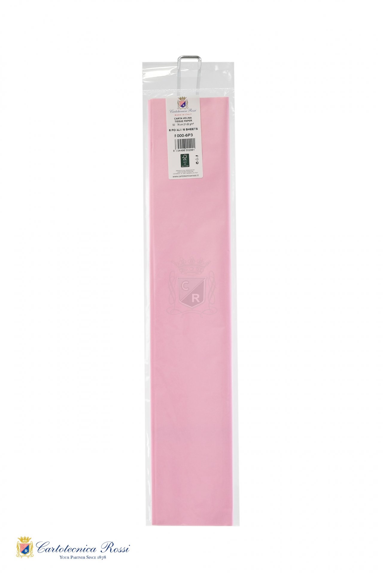 Veline Colorate 21g/m² in Blister da 6ff, 50x76cm pieg.3 volte - Rosa