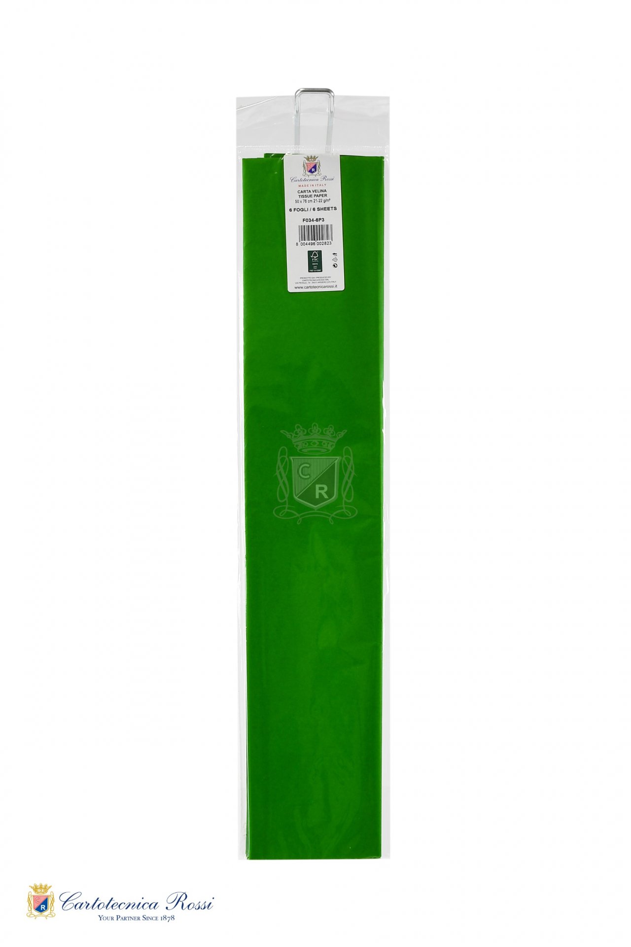 Veline Colorate 21g/m² in Blister da 6ff, 50x76cm pieg.3 volte - Verde