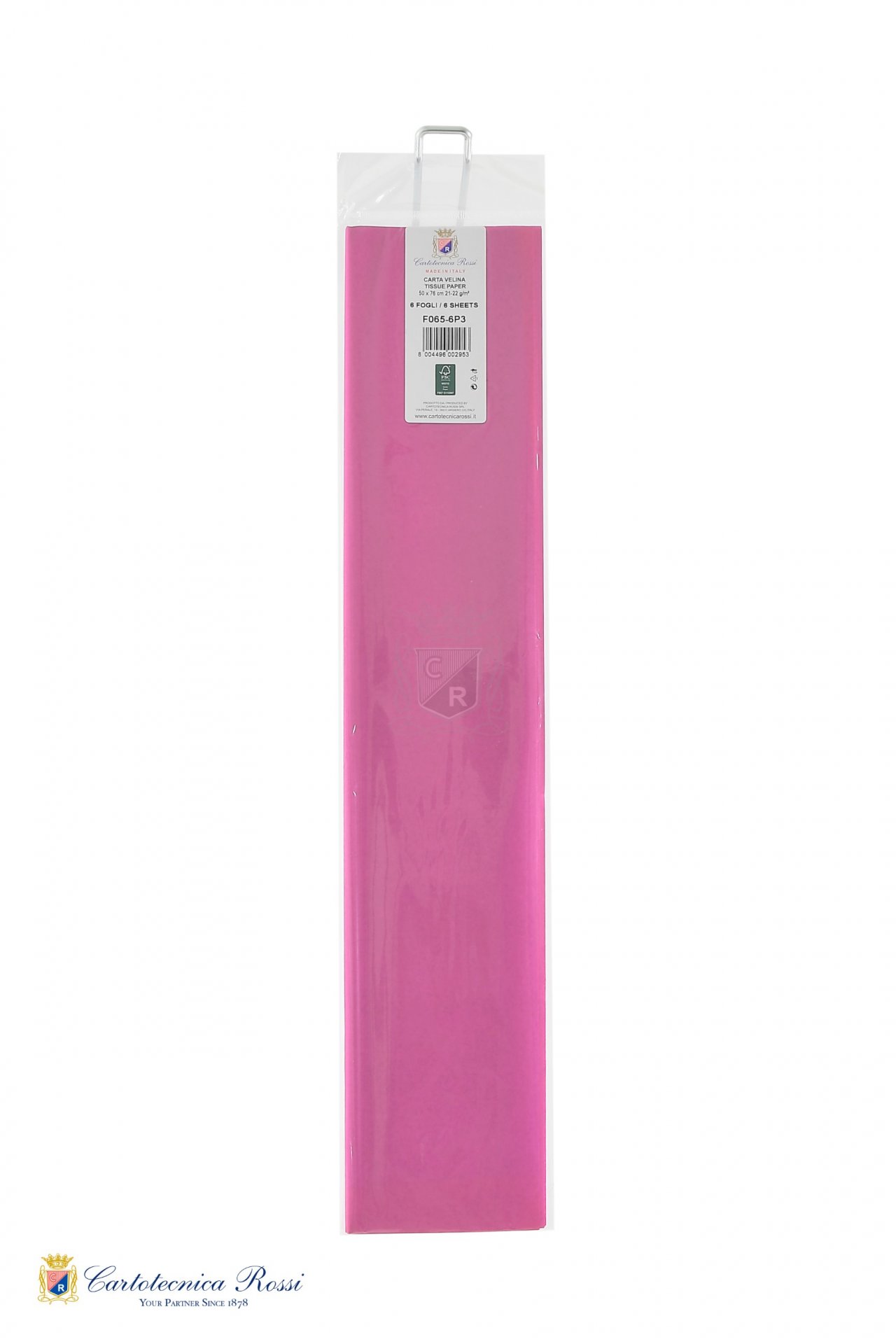 Veline Colorate 21g/m² in Blister da 6ff, 50x76cm pieg.3 volte - Fucsia